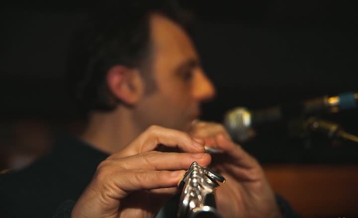 Le mani del flautista sulle chiavi del flauto traverso